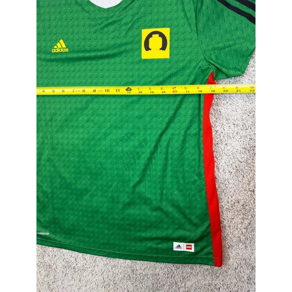 adidas x LEGO Men's L Green AEROREADY T-Shirt Brick Print Soccer Jersey NWT